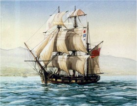Artist representation of the ship Tam O'Shanter