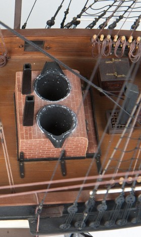 Duke of York ship model showing try pots bricked in on the deck