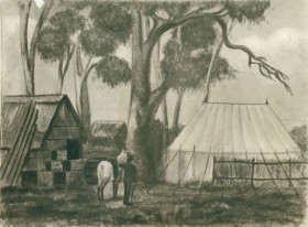 Scene: Robert Thomas's tent and rush hut